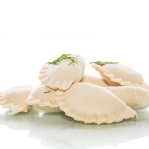 Dumplings Stuffed With Raw On A White Background Isolated